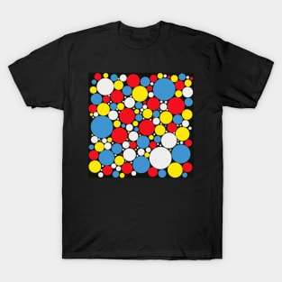 red blue white and yellow pop art polka dot pattern T-Shirt